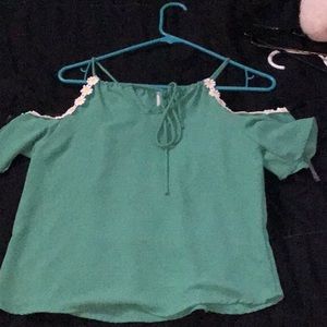 Green with flowers blouse